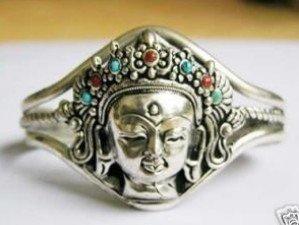 Silver With Buddha Head Carved Bracelets & Bangles