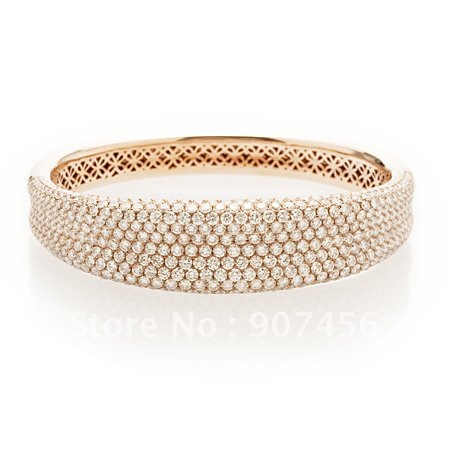 Gold With White Crystal Zinc Alloy Bracelets & Bangles