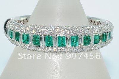 Silver With Green Diamond Acid-Resistant Bracelets & Bangles