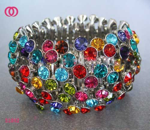 Silver With Colourful Diamond Wearable Bracelets & Bangles
