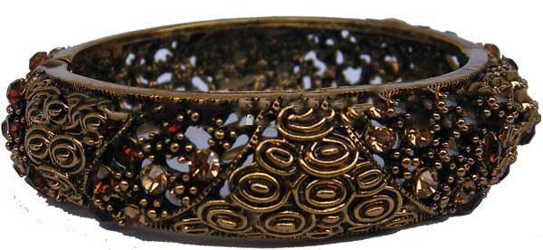 Dark Brown With Colouful Diamond Zinc Alloy Bracelets & Bangles