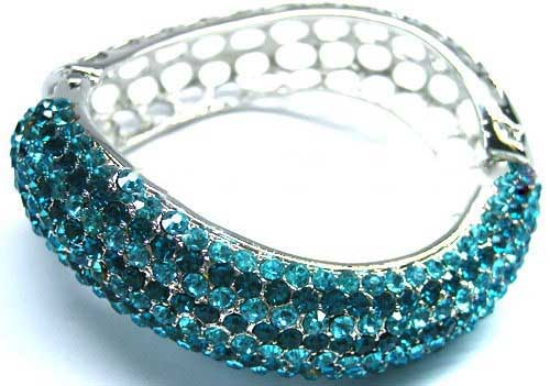 Zinc Alloy Silver With Blue Crystal Bracelets & Bangles