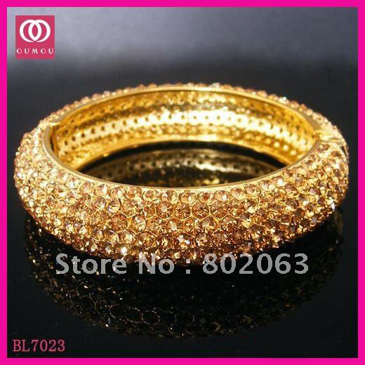 Golden With Diamond Zinc Alloy Bracelets & Bangles