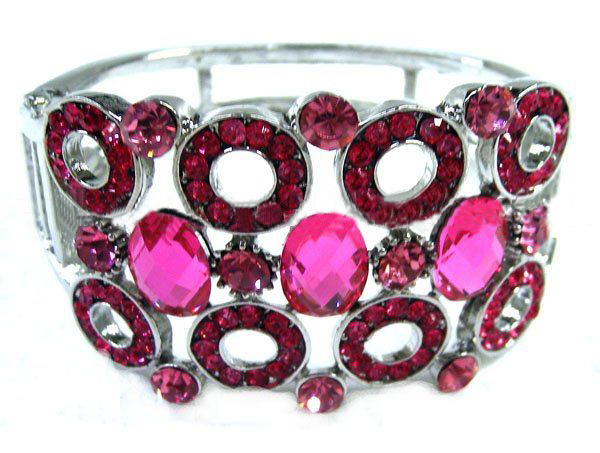 Silver Stainless Steel With Red Diamond Bracelets & Bangles