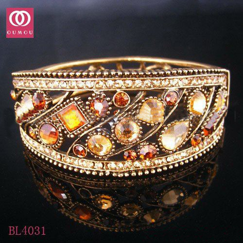 Golden With Diamond Stainless Steel Bracelets & Bangles