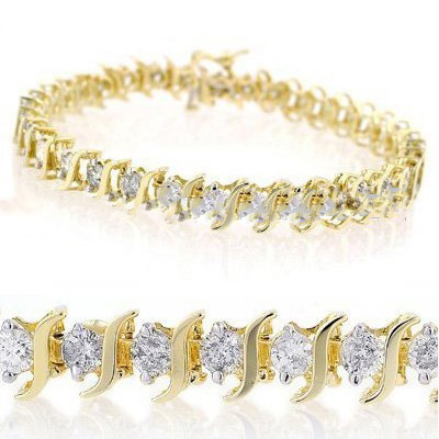 Golden With White Diamond Zinc Alloy Bracelets & Bangles