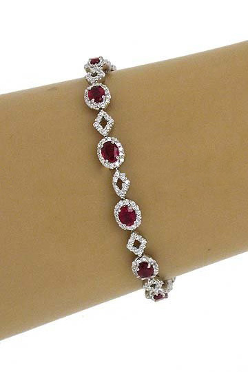 Silver With Red Gem Zinc Alloy Bracelets & Bangles