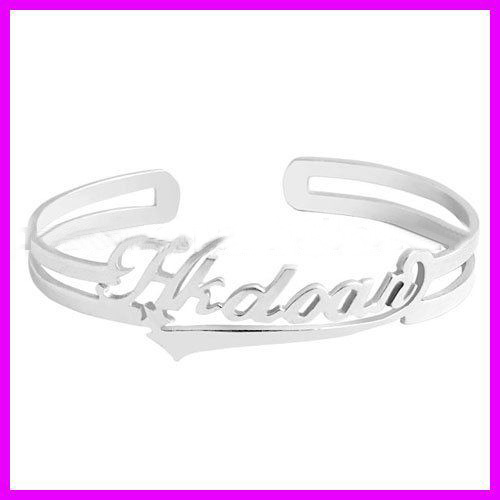 Silver With Letters On Stainless Steel Bracelets & Bangles