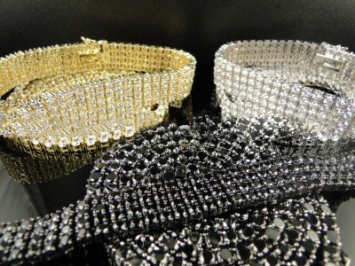 Stainless Steel Chain Shape With Diamond Bracelets & Bangles