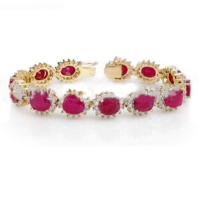 Watermelon Red Gem Round Shape Golden Bracelets & Bangles