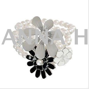 Ivory Pearls With Flowers Images Round Shape Bracelets & Bangles