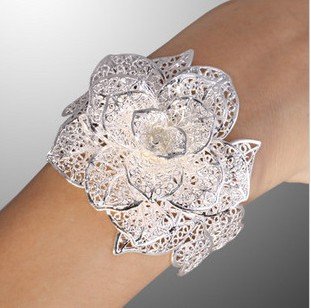 Silver Flower Shape Anniversary Engagement Bracelets & Bangles