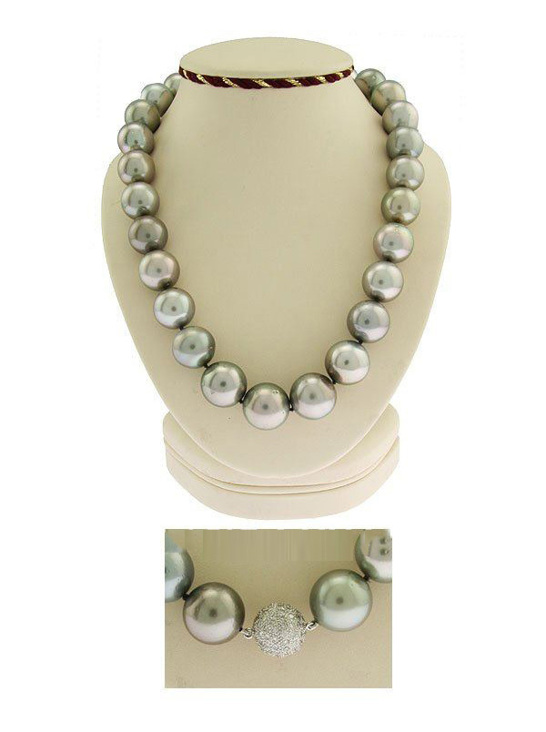 Tahitian Pearl With Diamond Clasp Gray Necklaces