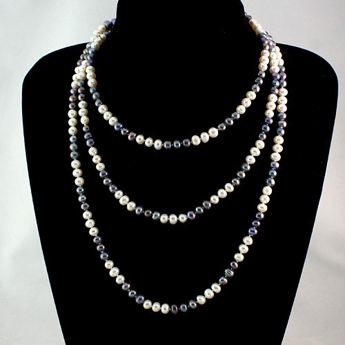 Engagement & Gift White & Blue Round Pearls Necklaces