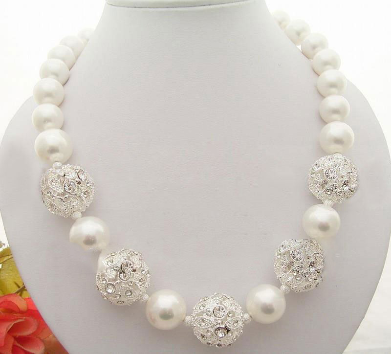 White With Pearls Stainless Steel Necklaces