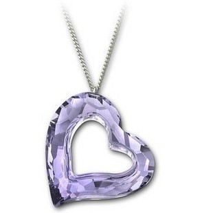 Purple Crystal Pendant Silver Chain Necklace