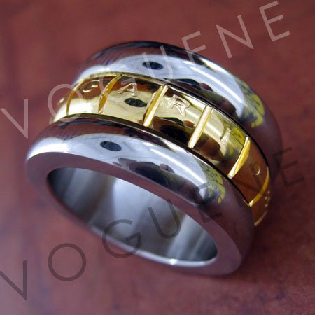 Silver Stainless Steel Three Layers Rings