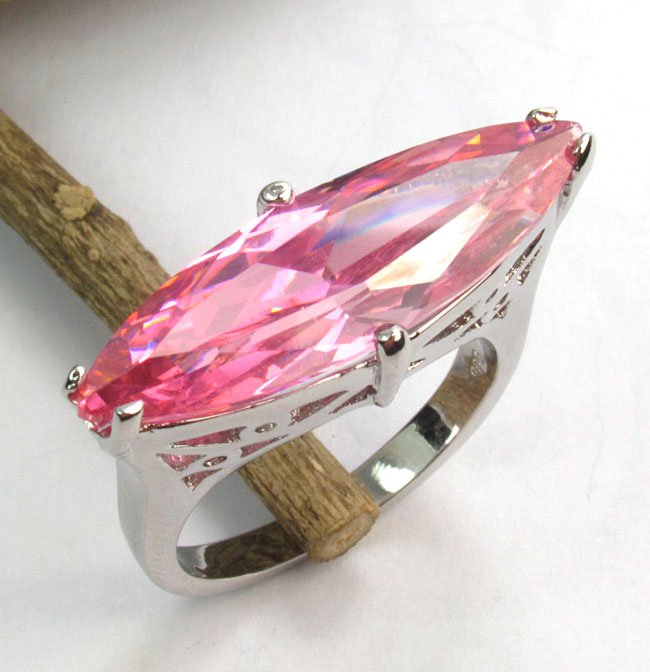 White Oval Crystal Zinc Alloy Rings