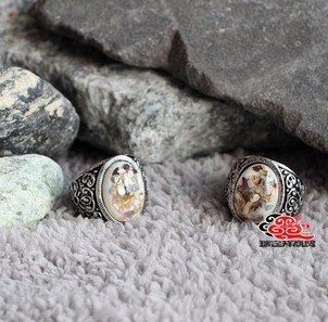 Turquoise Ethnic Style Stainless Steel Rings