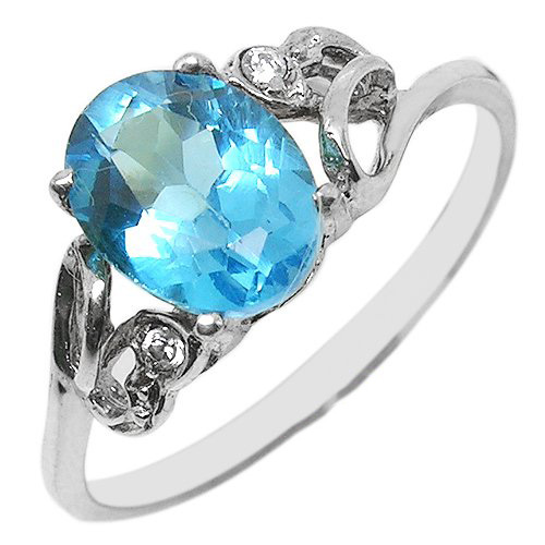 Silver Zinc Alloy Sky Blue Gem Rings