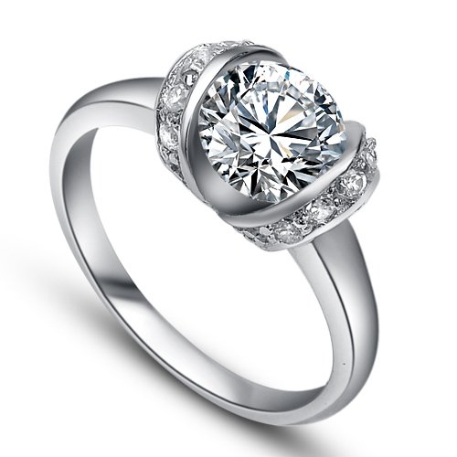 With White Diamonds Silver Alloy Rings