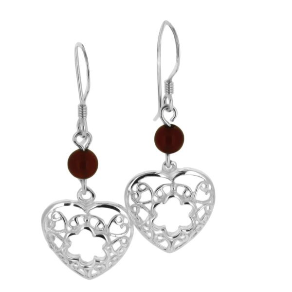 Silver Heart Shape Platinum Earrings