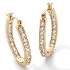 Golden Round Shape With Diamond Earrings