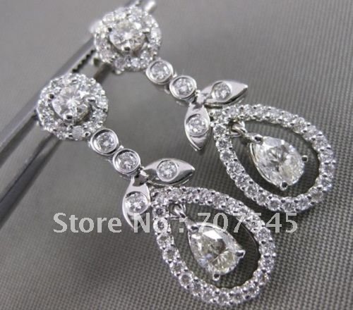 Women's White Diamond Pure Silver Earrings