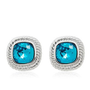Round Shape Silver With Blue Gem Pendants & Charms