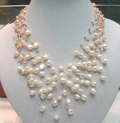 Pink Cultured Pearls Many Layers Pendants & Charms