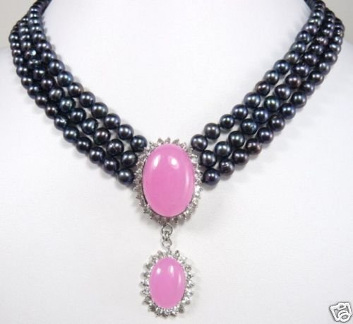 Jade & Black Pearl Necklace Gifts & Anniversary Pendants & Charms
