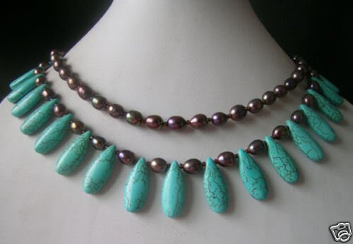 Anniversary & Gift Black Beads Green Turquoise Pendants & Charms