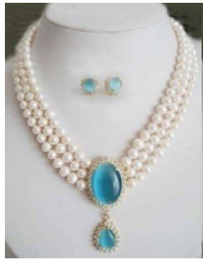 White Pearl With Blue Gem Gift & Party Pendants & Charms