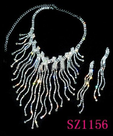 Earring & Necklace Silver With Crystal Jewelry Sets