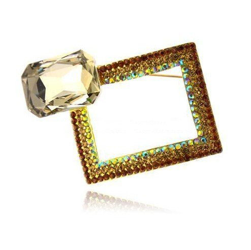 Colourful Diamond With A Big Crystal Rectangular Shape Brooches
