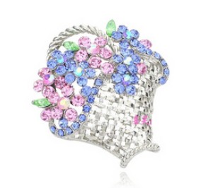 Silver Colourful Diamond Zinc Alloy Brooches