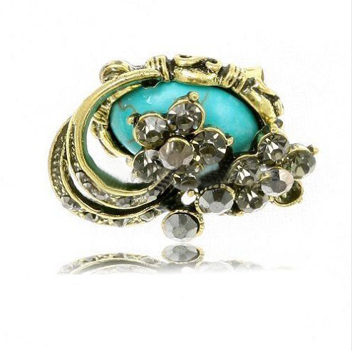 Oval Gem Golden Stainless Steel Brooches