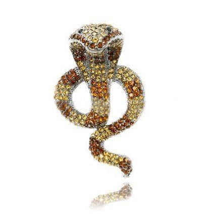 With Crystal Golden Snake Shape Brooches