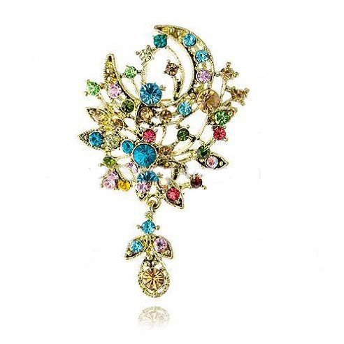 Golden Stainless Steel With Moon Shape Brooches