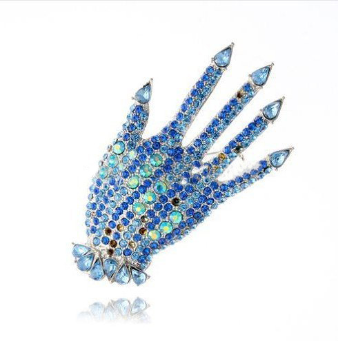 Palm Shape Blue Stainless Steel Brooches