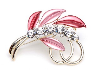 Red Stainless Steel Alloy & Rhinestone Brooches