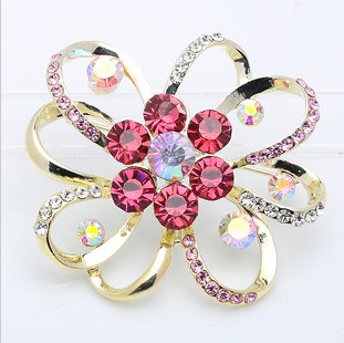 Flower Shape With Crystal Stainless Steel Brooches