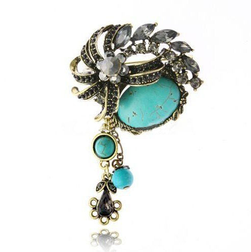 Blue Rhinestone With Many Small Decorations Stainless Steel Brooches