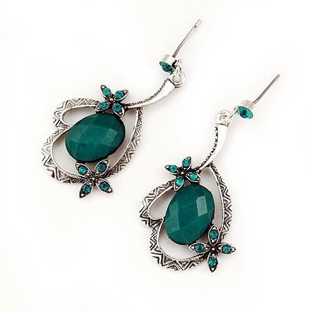 Anti-allergy With Diamond Dark Green Earrings Body Jewelry