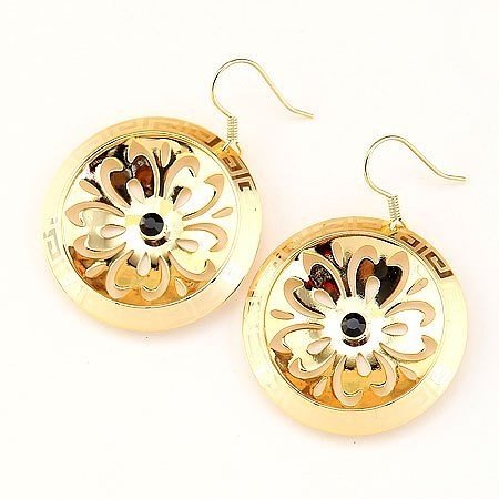 Golden Round Shape Zinc Alloy Earrings