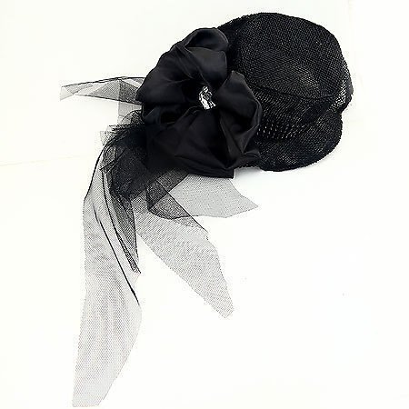 Black Folder Edge Tulle Hair Pin