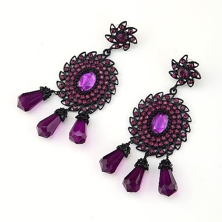 Purple With Crystal Earrings Body Jewelry