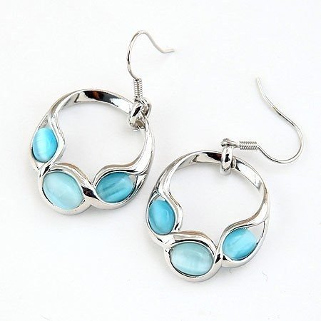 Silver With Blue Gem Earrings Body Jewelry