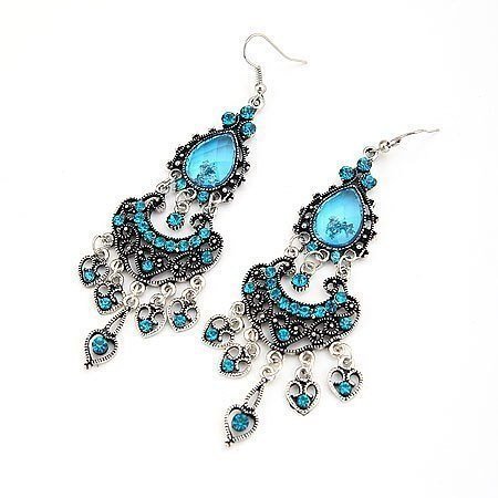 Blue Gem Stainless Steel Earrings Body Jewelry