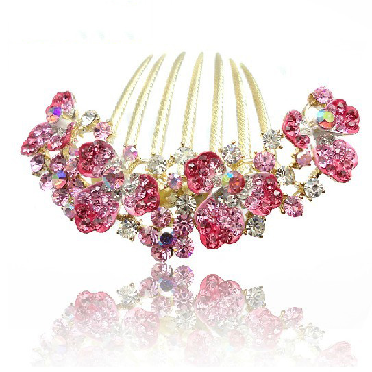 Red Stainless Steel With Diamond Hair Jewelry